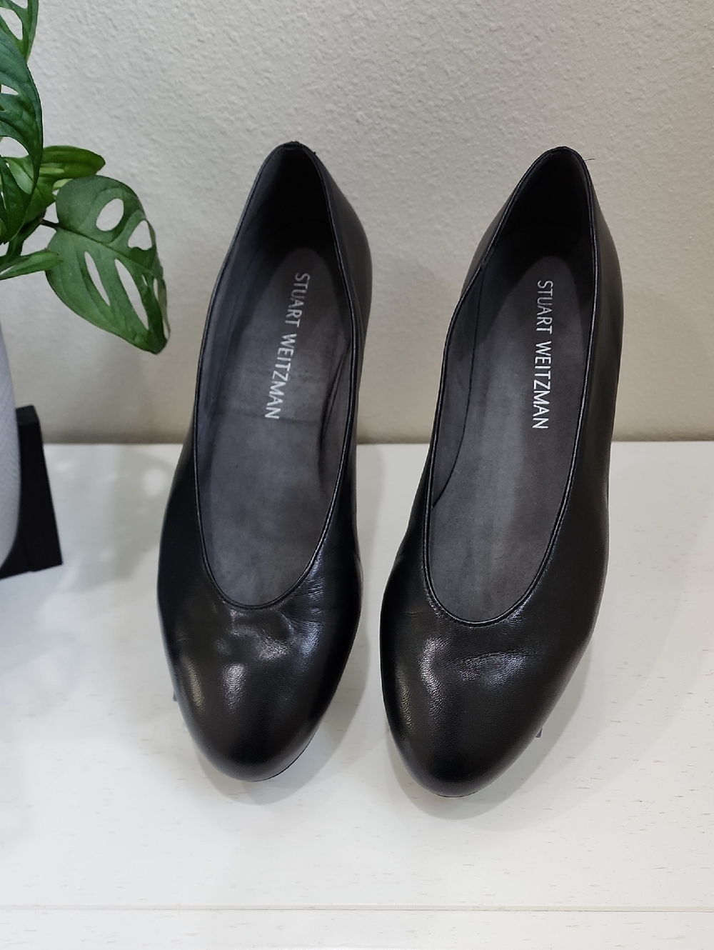 Stuart Weitzman Black Napa Leather ChicFlat Almond Flats